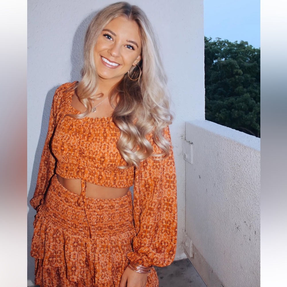 She + Sky Terracotta Floral Skirt
